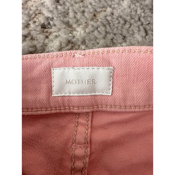 Mother Sz 27 Mid Rise Dazzler Ankle Play Date Jeans Pink Button Zip Denim Pants - Picture 9 of 13
